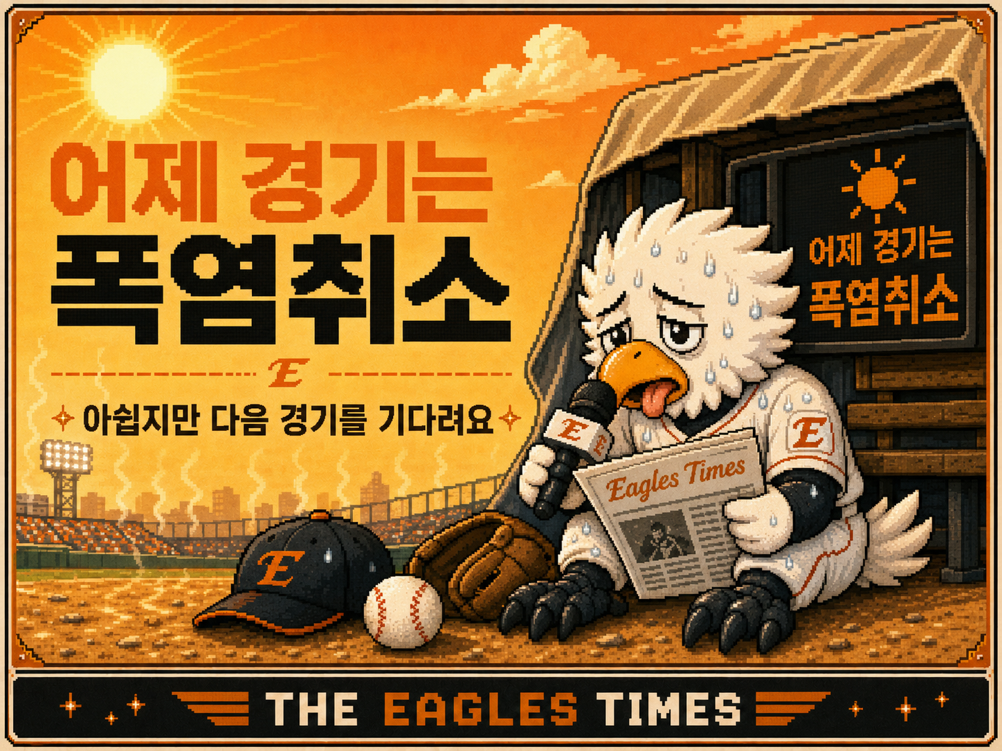 어제 경기는 폭염취소 — 아쉽지만 다음 경기를 기다려요